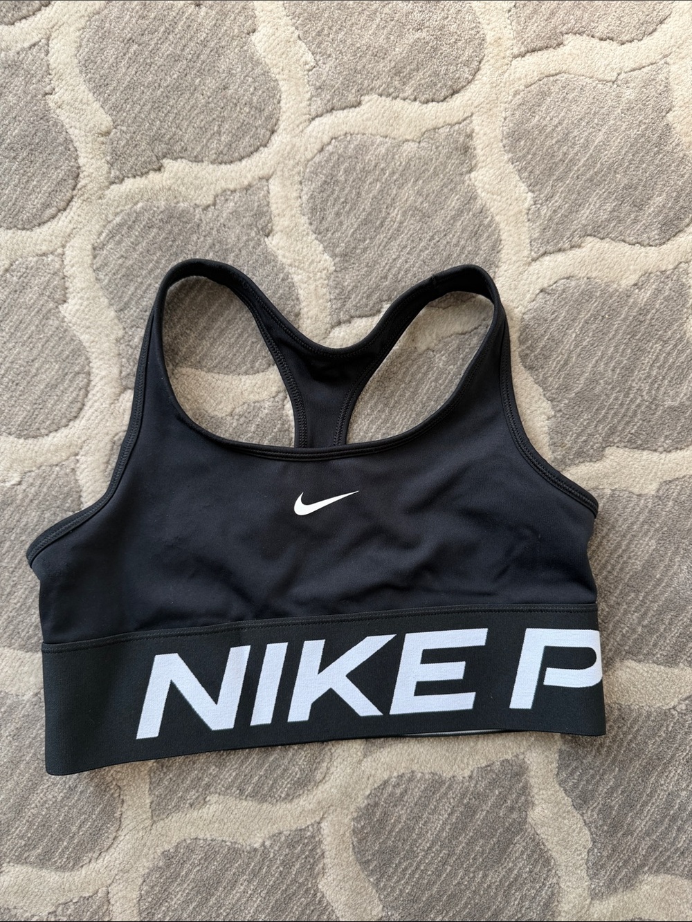 Nike Black & White Racerback Sports Bra with Bold Logo